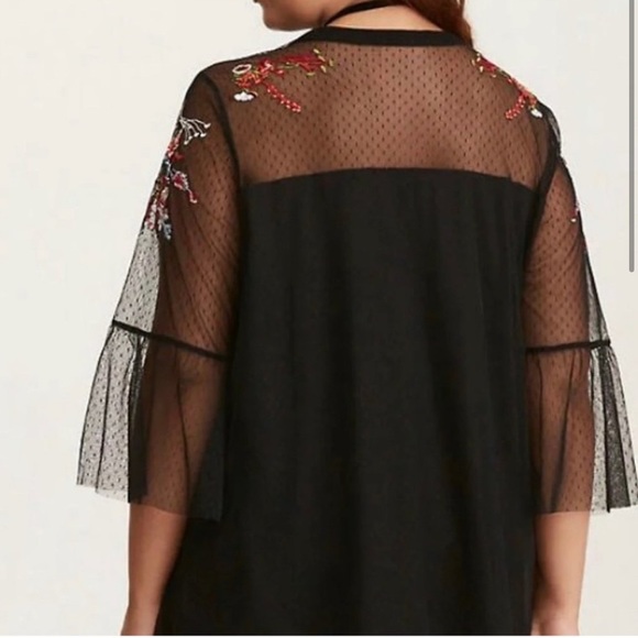 Lane Bryant Mesh Embroidered Black Blouse Sz 26/28 - Picture 13 of 16